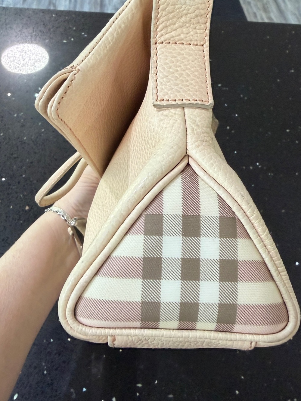 Authentic Vintage Burberry Leather Horn Toggle Nova Check Shoulder Bag w COA